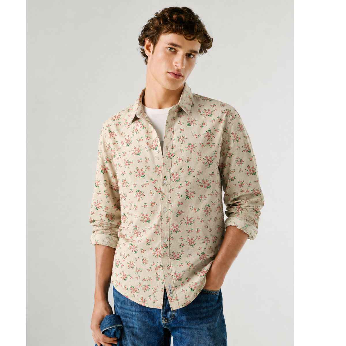 Mens Flower Printed Casual Shirt (A-2764)