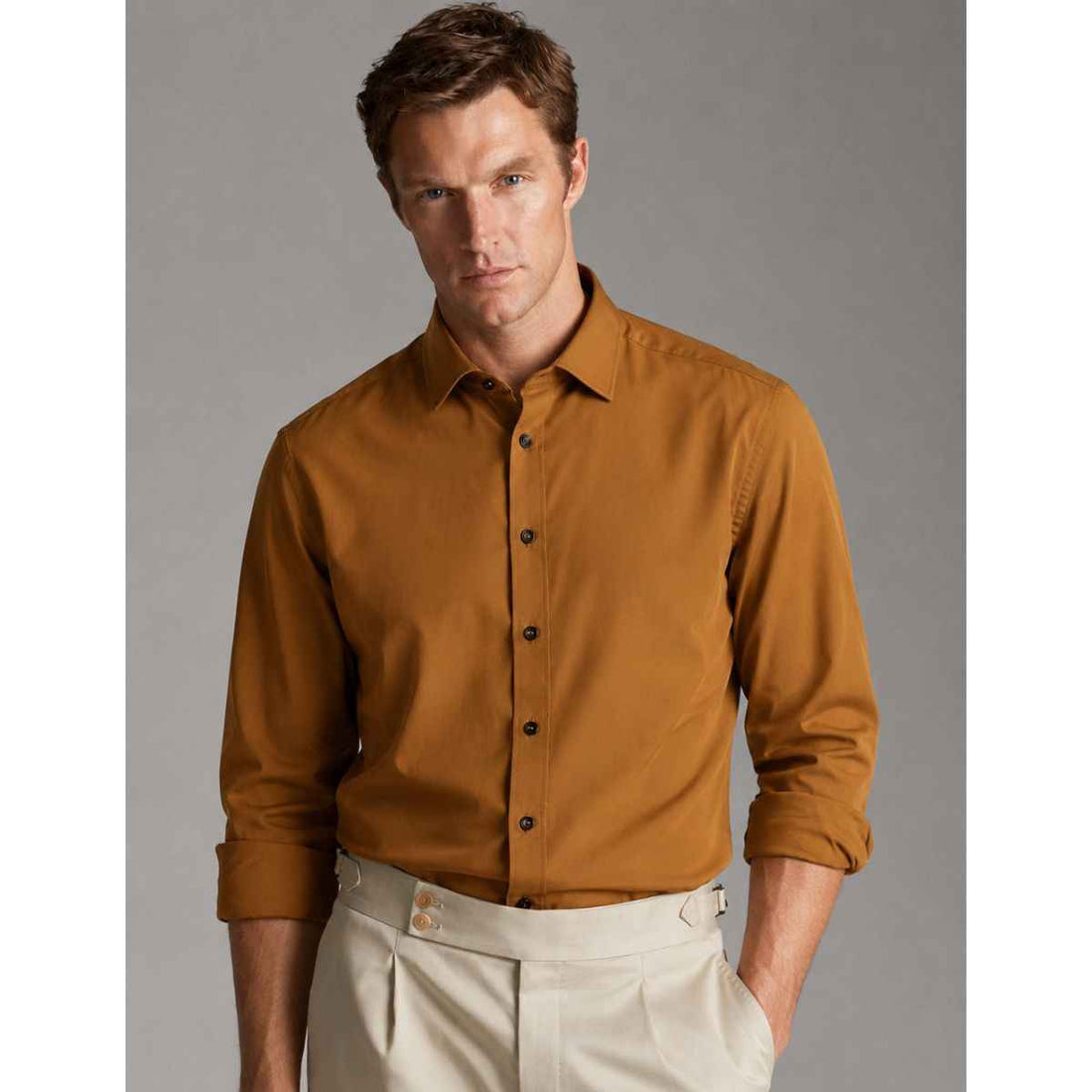 Mustered Color Plain Casual Shirt (A-4415)