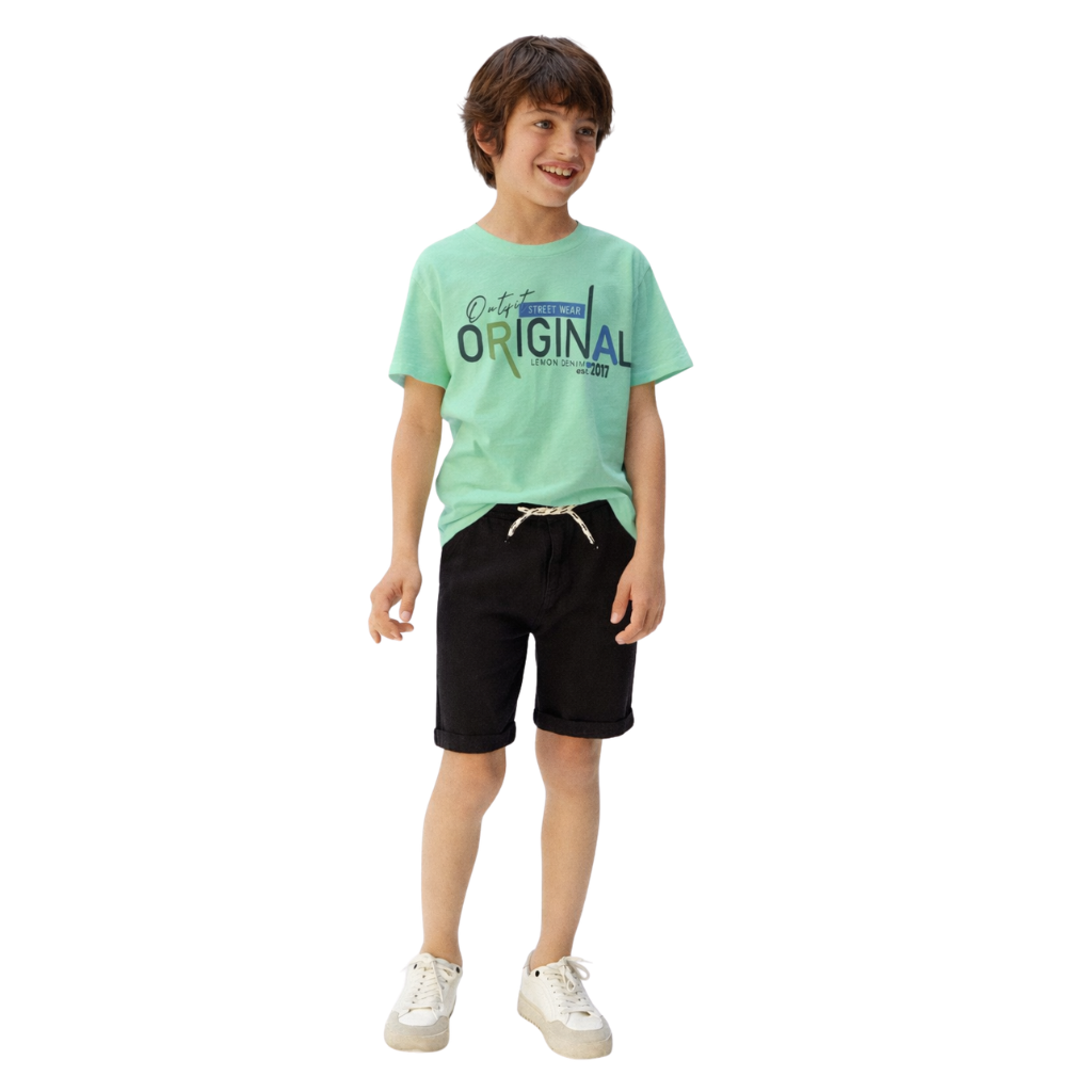 Light Cyan Printed Boys T-Shirt (A-1496)