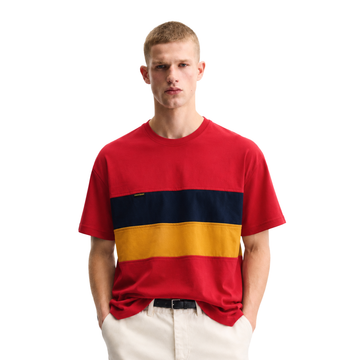 Round Neck Red Contrast Combination T-shirt (A-3592)