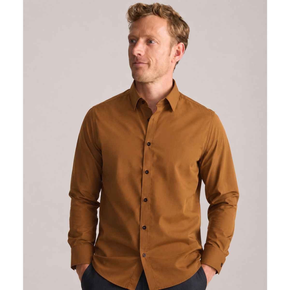 Mustered Color Plain Casual Shirt (A-4415)