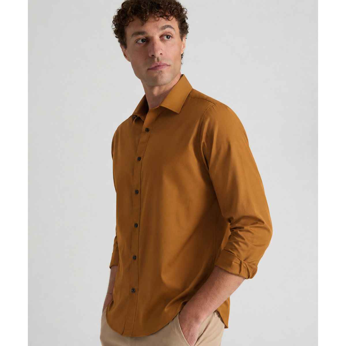 Mustered Color Plain Casual Shirt (A-4415)