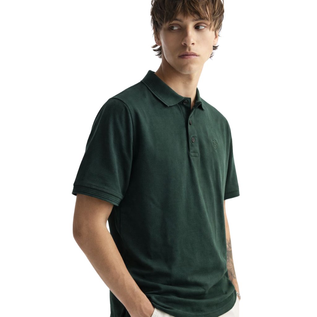 Dark Green Lemon Denim Polo (A-3408)