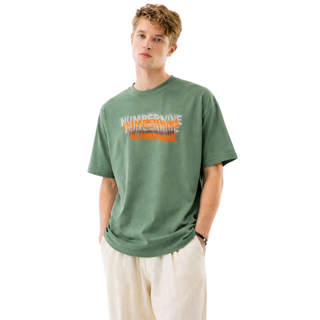 Olive Green Front Embroidered Over Sized T-shirt (A-4158)