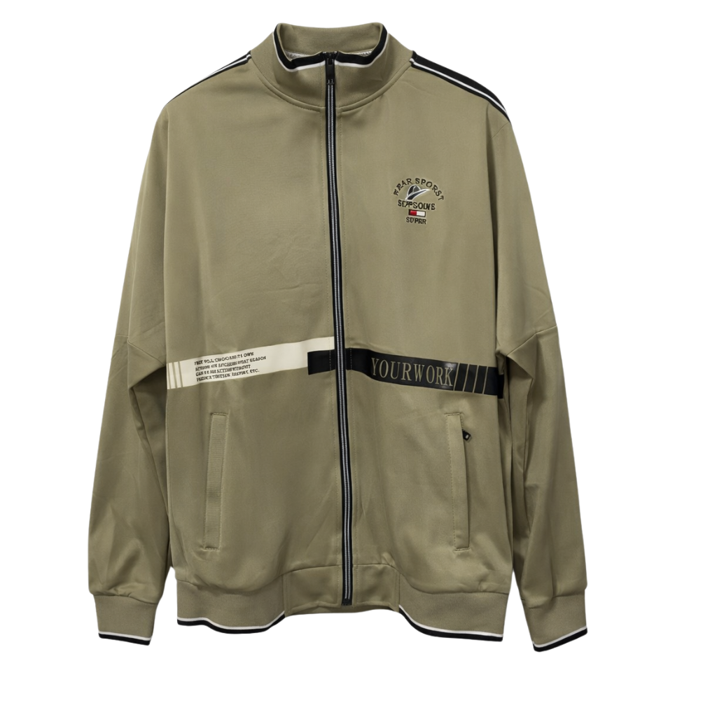 Olive Green & Black Contrast Double Fleece Activewear Track Suit (A-4014)