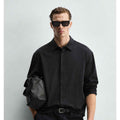 Plain Black Linen Fabric Casual Shirt (A-1268)