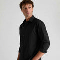 Plain Black Linen Fabric Casual Shirt (A-1268)