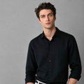 Plain Black Linen Fabric Casual Shirt (A-1268)