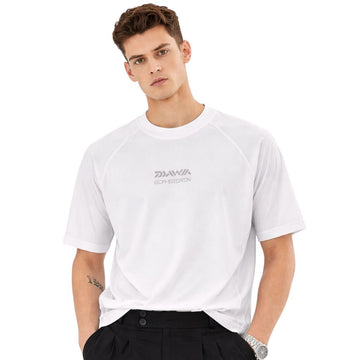 White Front & Back Printed Oversized Down Shoulder T-Shirt (A-4207)