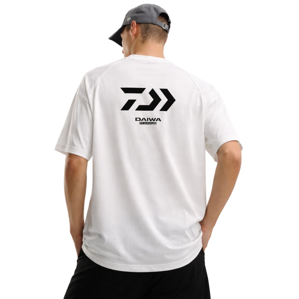 White Front & Back Printed Oversized Down Shoulder T-Shirt (A-4207)