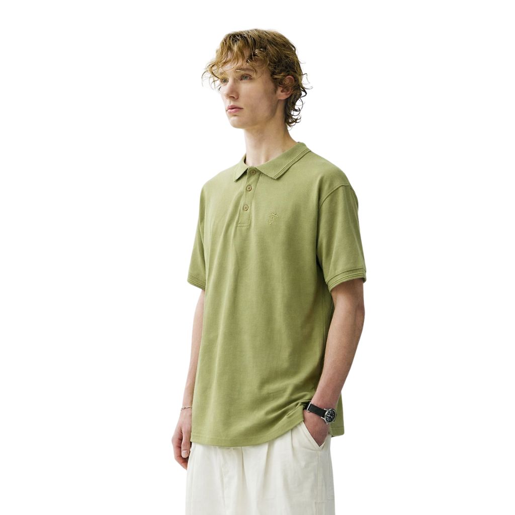 Olive Green Lemon Denim Polo  (A-3408)