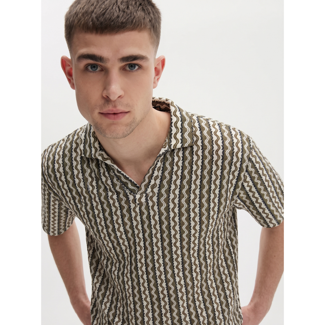 V-Neck Self Texture Trendy  Polo (A-5041)