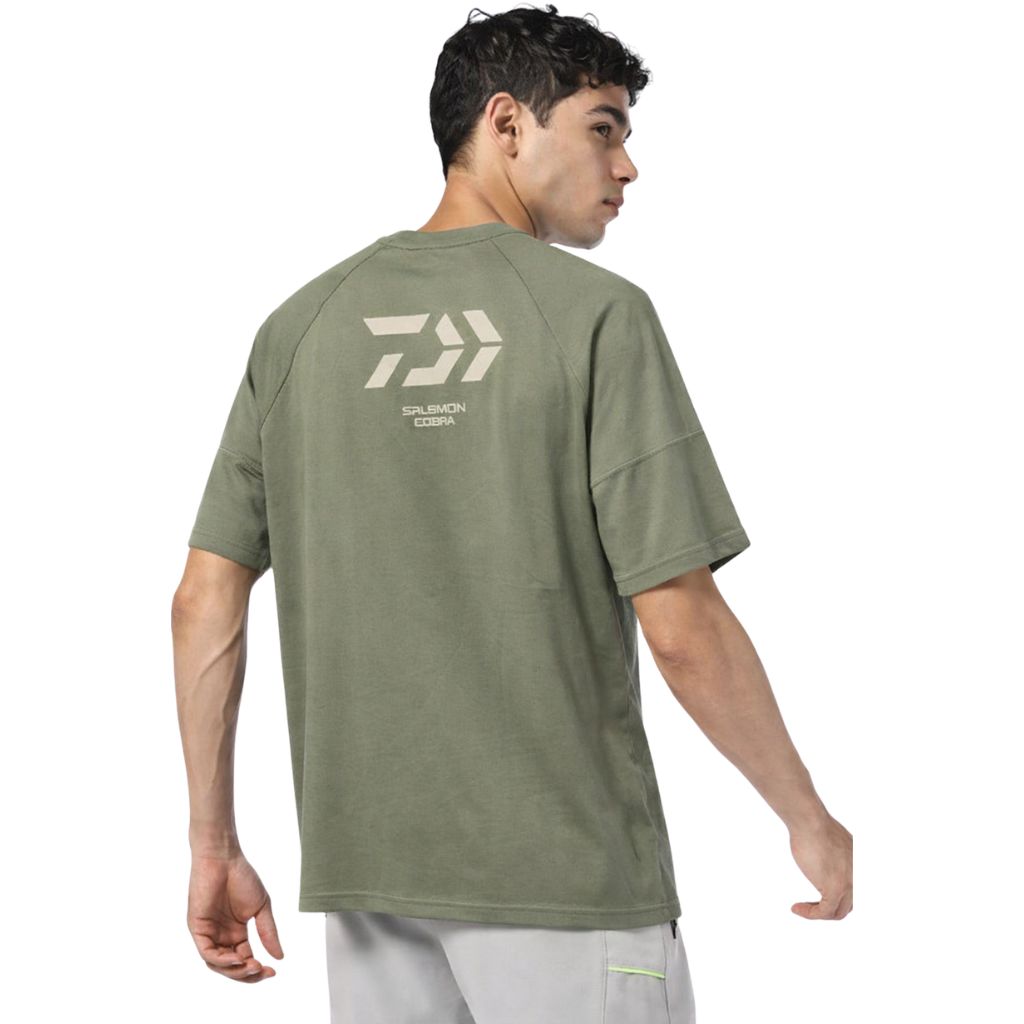 Olive Green Front & Back Printed Oversized T-Shirt (A-4207)