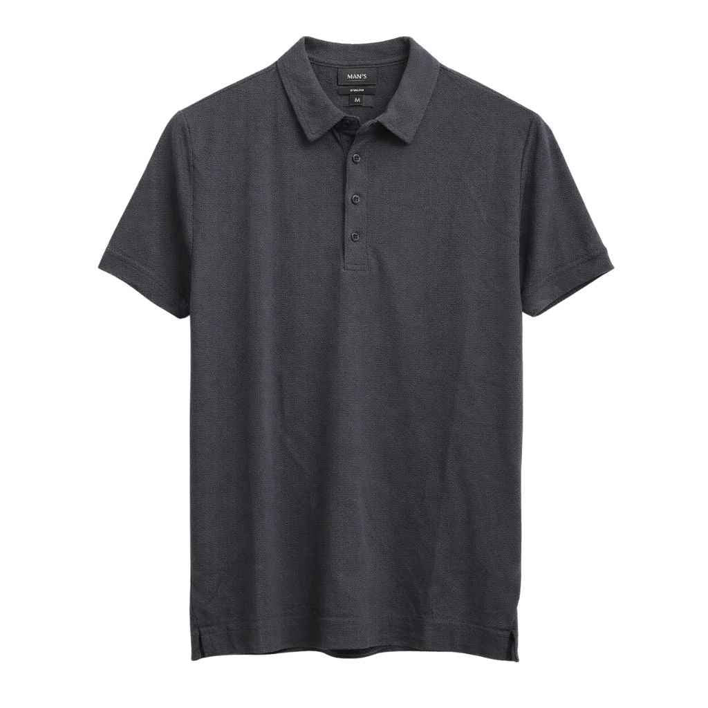 Fossil Grey Self Texture Dry-Fit Polo (A-3518)
