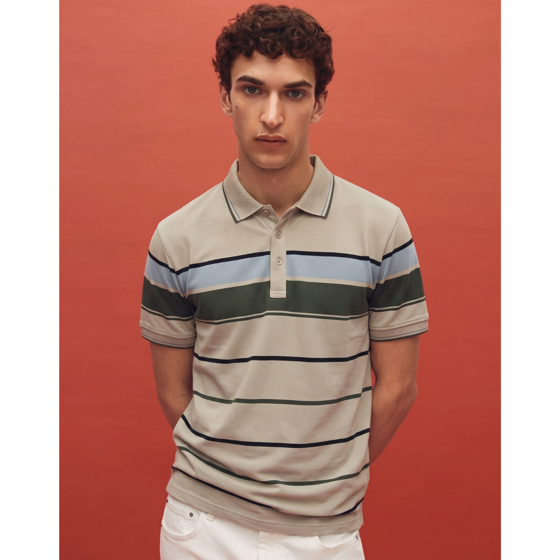Glacier Grey Stripe Elite Polo (A-5011)
