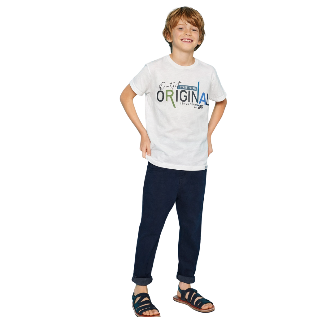 White Printed Boys T-shirt (A-1495)