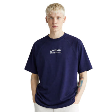 Navy Blue Back & Front Printed Oversized T-shirt (A-4207)