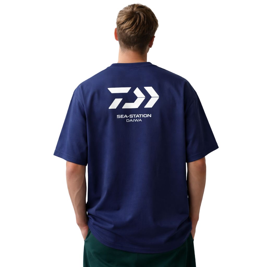 Navy Blue Back & Front Printed Oversized T-shirt (A-4207)
