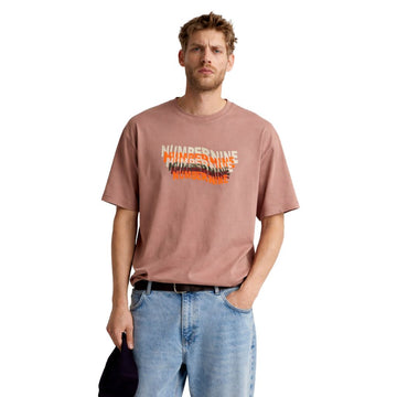 Peach Front Embroidered Round Neck T-shirt (A-4158)