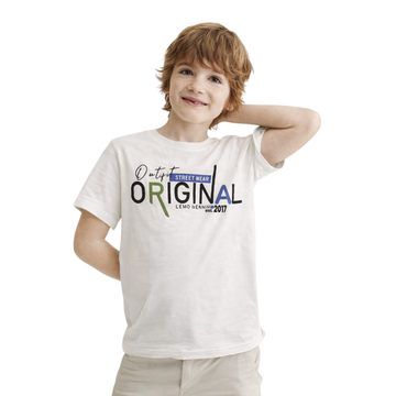 White Printed Boys T-shirt (A-1495)