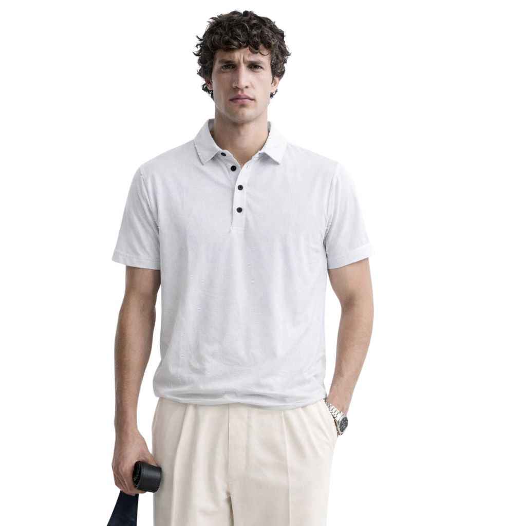 White Self Texture Dry-Fit Mens Polo (A-3518)