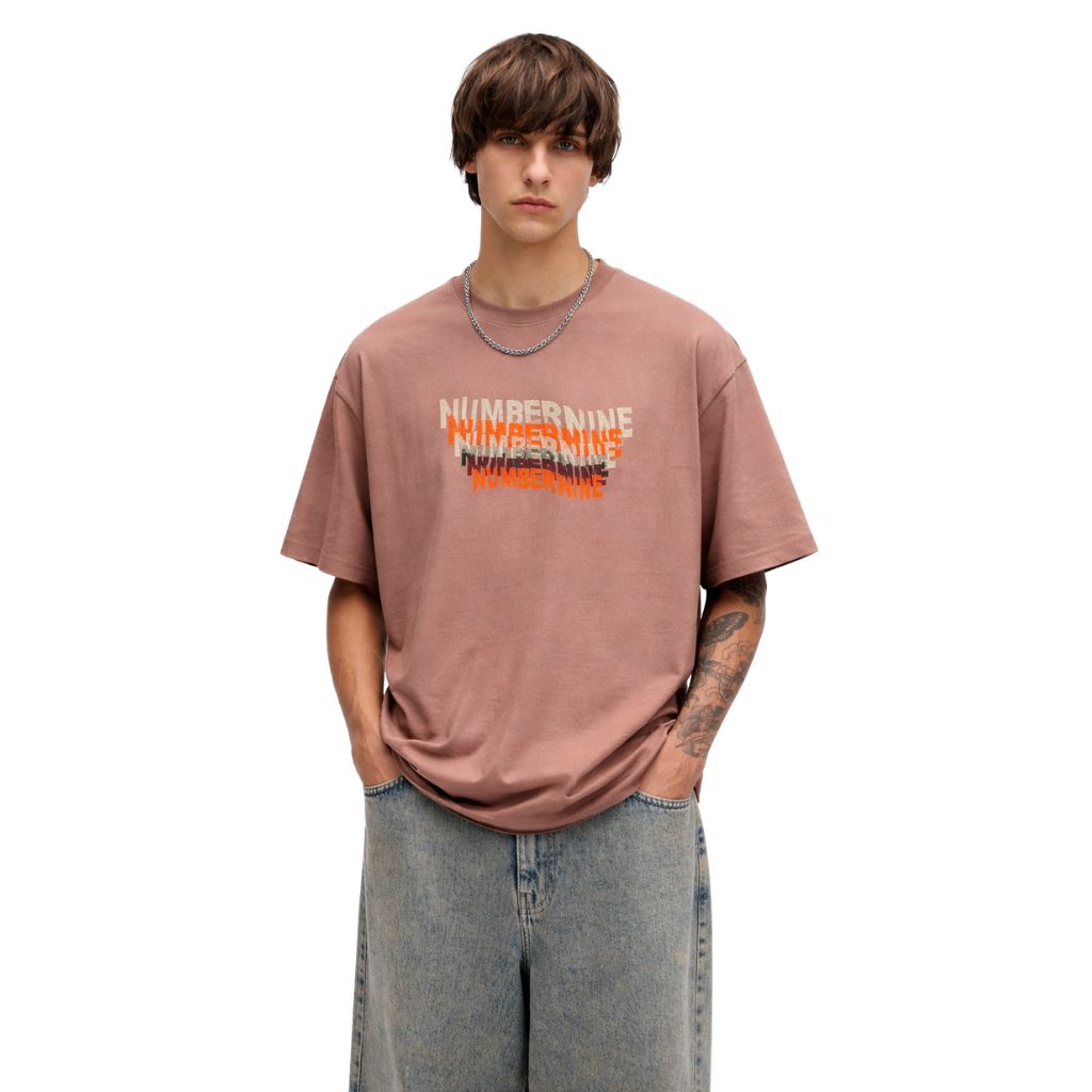 Peach Front Embroidered Round Neck T-shirt (A-4158)