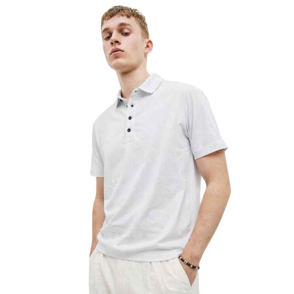 White Self Texture Dry-Fit Mens Polo (A-3518)