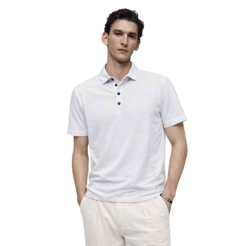 White Self Texture Dry-Fit Mens Polo (A-3518)