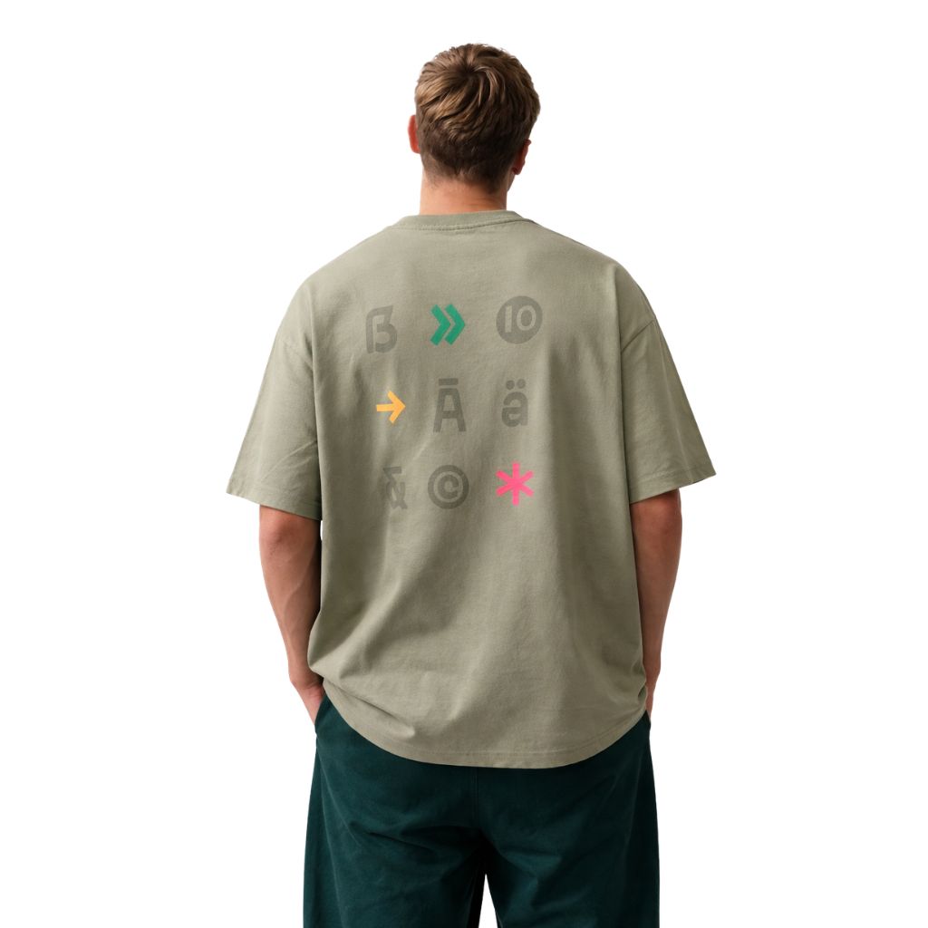 Olive Green Front & Back Printed T-Shirt (A-4163)