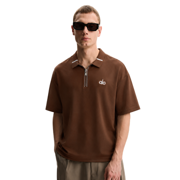 Brown Half Zipper Polos (A-4955)