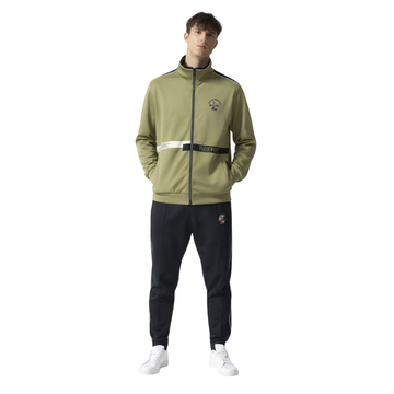 Olive Green & Black Contrast Double Fleece Activewear Track Suit (A-4014)