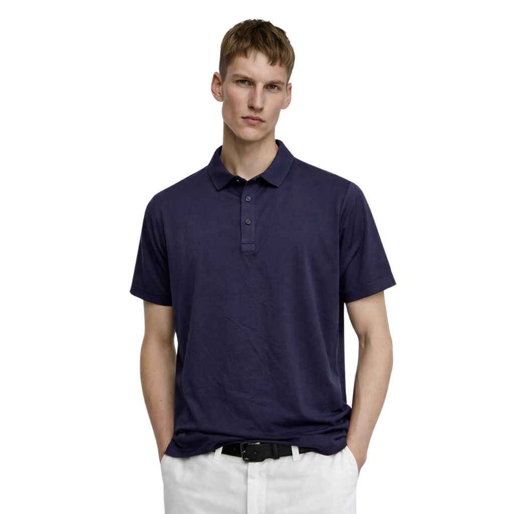 Navy Blue Self texture Dry-Fit Mens Polo (A-3518)