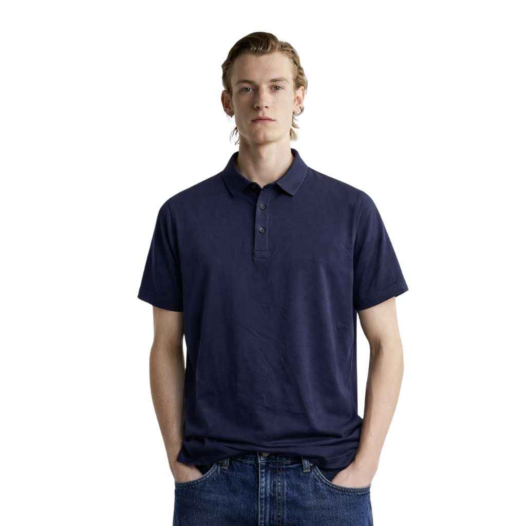 Navy Blue Self texture Dry-Fit Mens Polo (A-3518)
