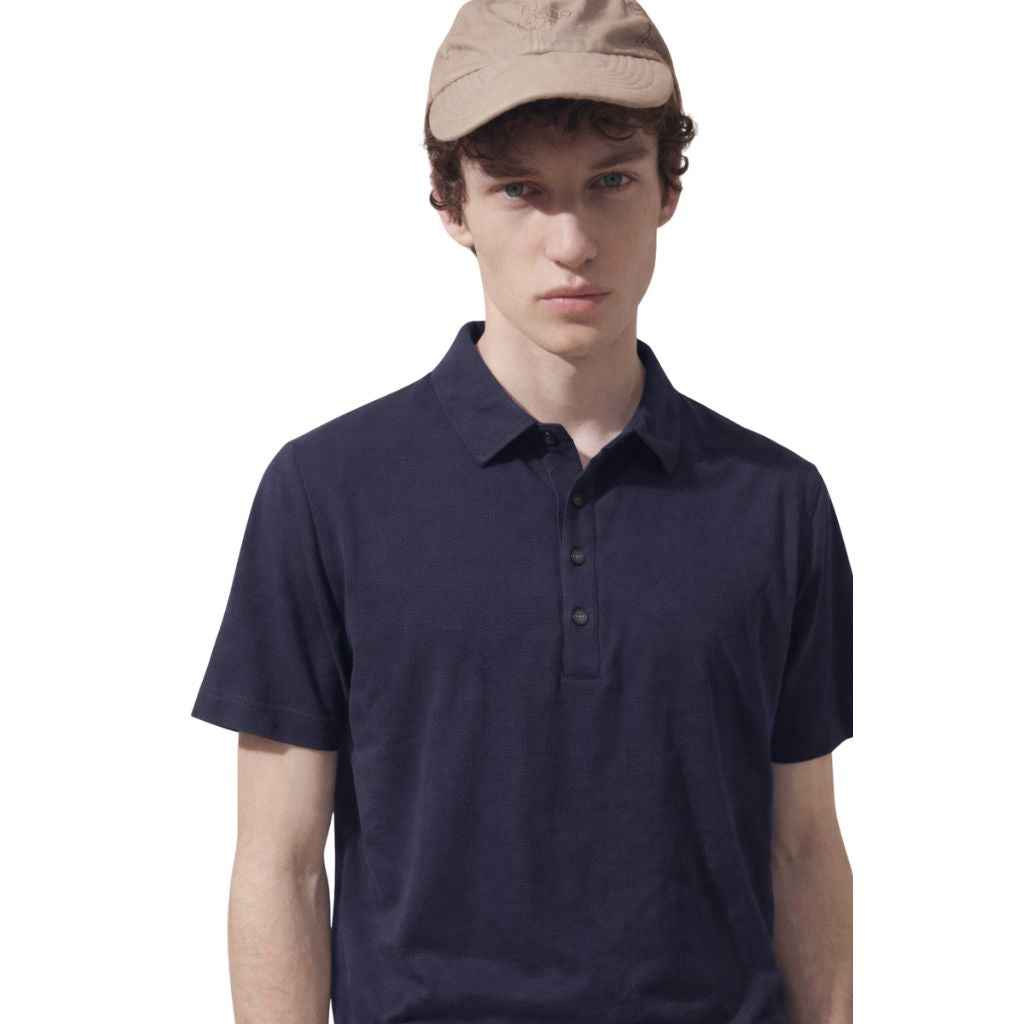Navy Blue Self texture Dry-Fit Mens Polo (A-3518)