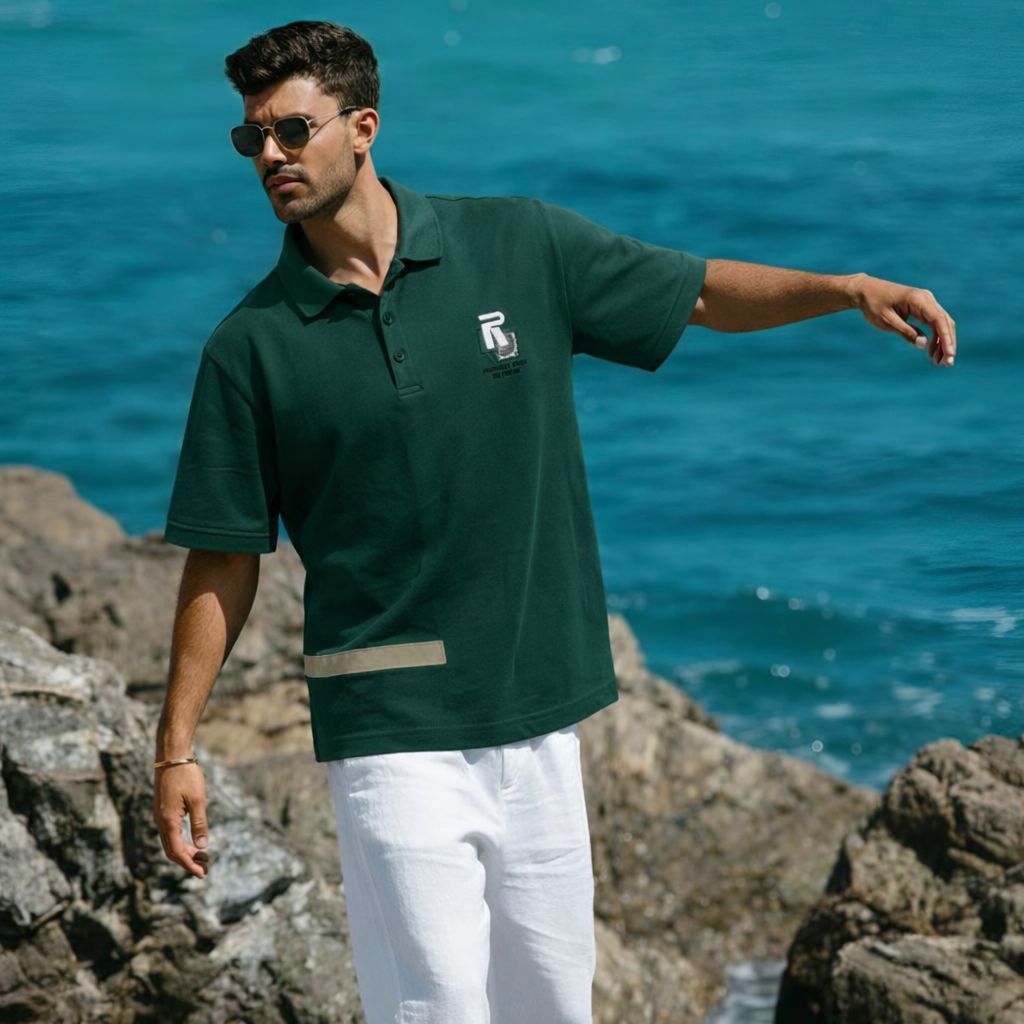 Flag Green Mens Polo (A-4176)