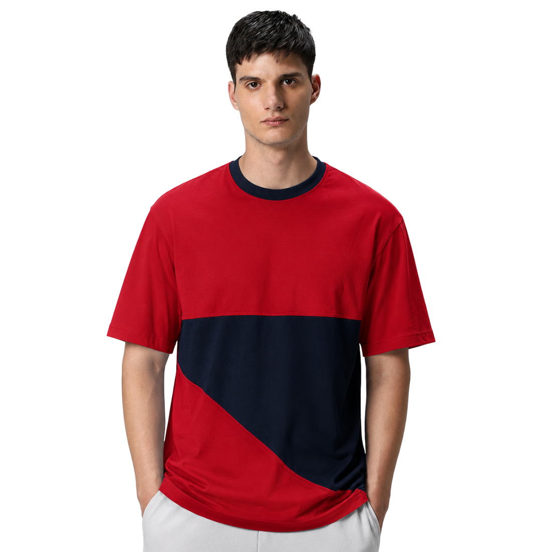 Red & Blue Contrast T-Shirt (A-3595)