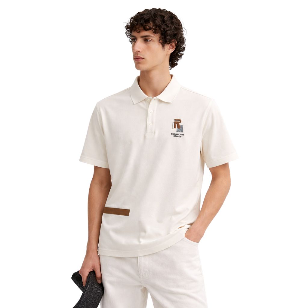 Off-White Light Embroidered Polo (A-4176)