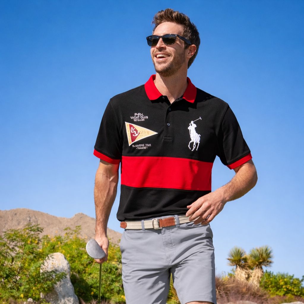 Red Stripes Black Polos (A-4166)