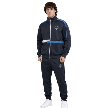 Navy Blue & White Contrast Double Fleece Activewear Track Suit (A-4013)