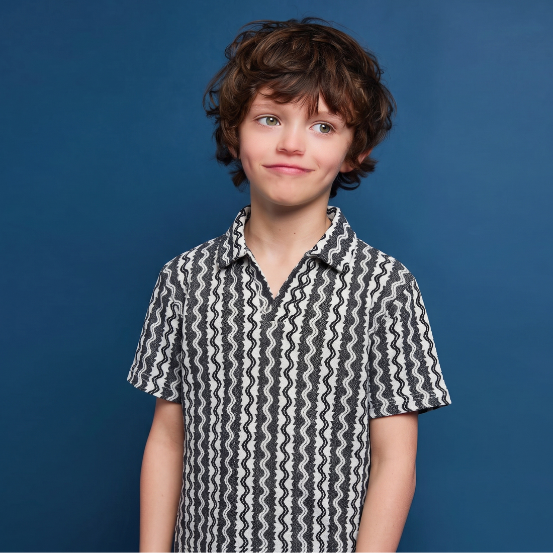 Grey Self Texture V- Neck Polo (A-5042)