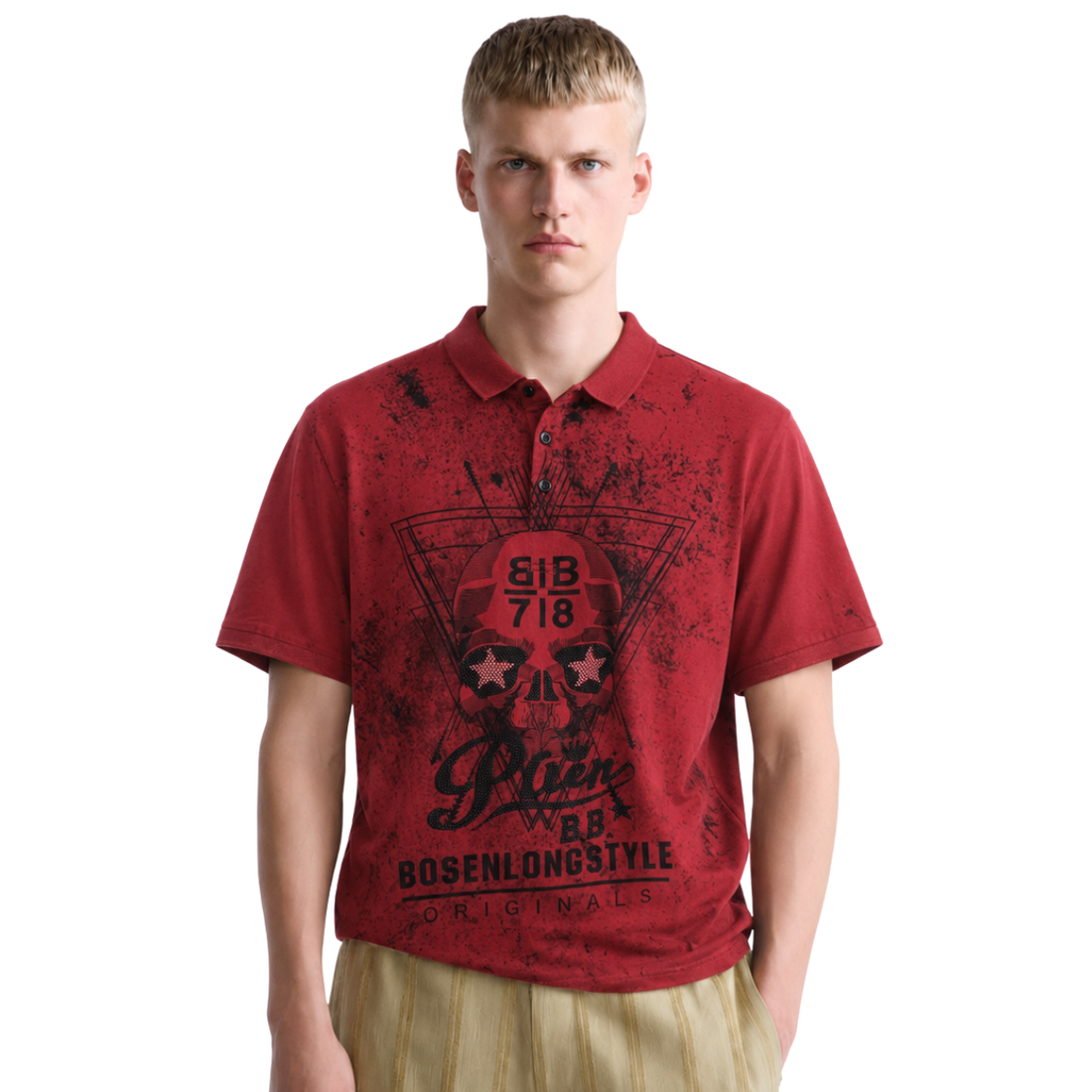 Red Embroidered Polo (A-4630)