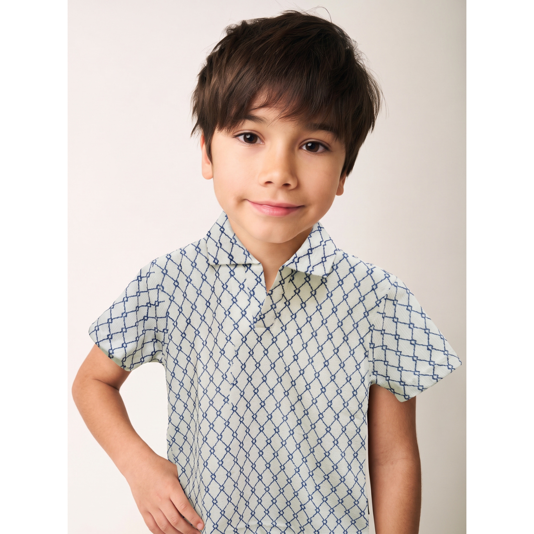Self Texture V-Neck Polo (A-5042)