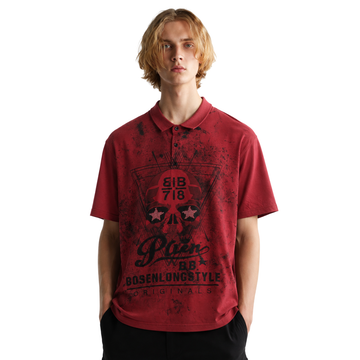 Red Embroidered Polo (A-4630)