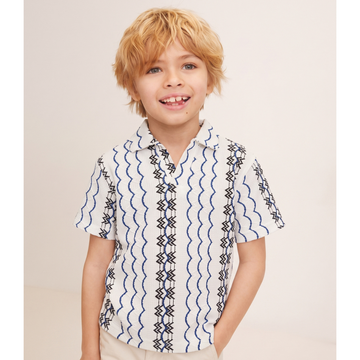 Boy Self Texture V-Neck Trendy Oversized Polo (A-5042)