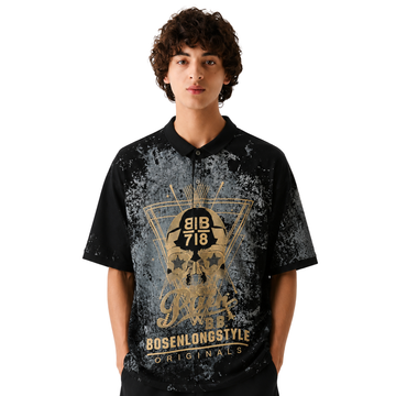 Black Skull Embroidered Polo (A-4630)