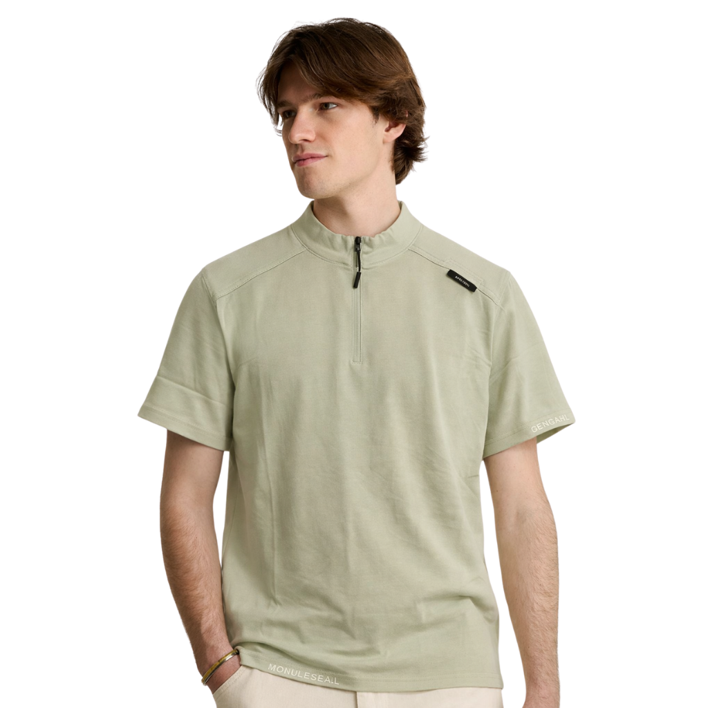 Beige Color Bend Collar Mens Down Shoulder T-shirt (A-4116)