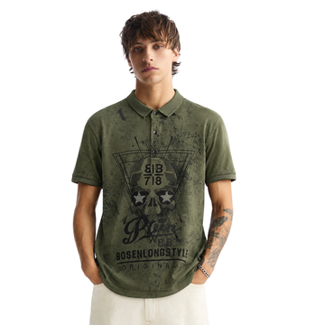 Green Skull Embroidered Polo  (A-4630)