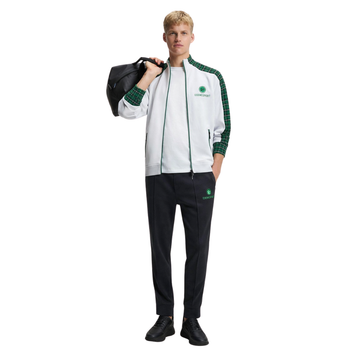 White & Green Contrast Double Fleece Activewear Track Suit (A-4016)