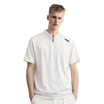White Down shoulder Half Sleeve Bend Collar T-shirt (A-4116)
