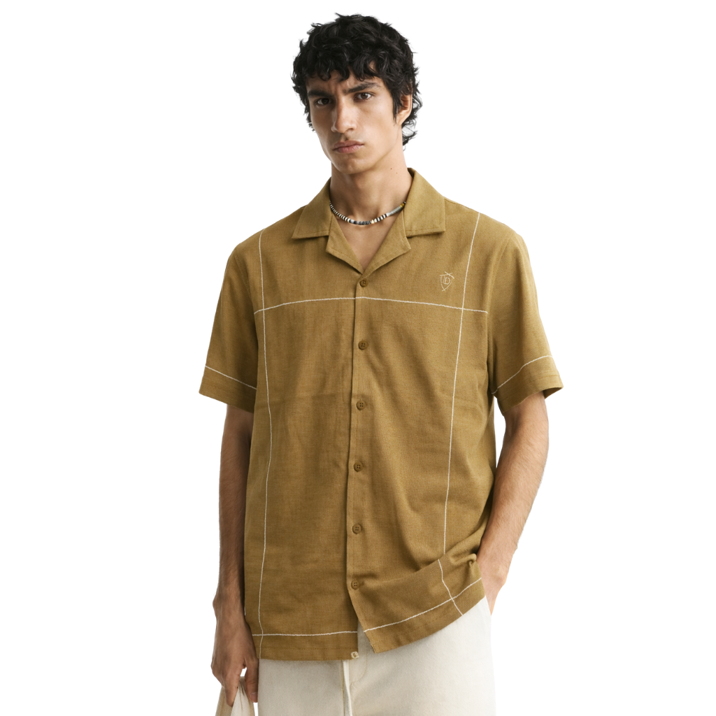 Mustered Self Texture Cuban Collar Shirt (A-3403)